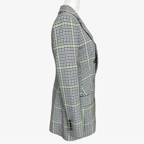Aritzia x Wilfred Margaux Gray Green Houndstooth Double-Breasted Blazer Sz 2 EUC - Picture 5 of 16